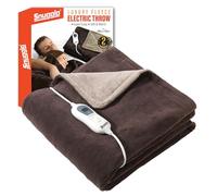 The Essentials Wardrobe Electric Throw Blanket Soft Cosy Heated Large Fleece Over blanket with Auto Off Timer 3 Heat Settings Detachable Controller & Machine Washable Coffee 160x120cm