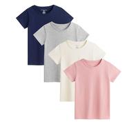 The Essentials Wardrobe Girls TEW 4 Pack T- Shirt - Navy/Pink - Mix - 8/9 Years