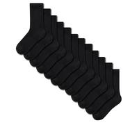 The Essentials Wardrobe Kids TEW 12 Pack Black Ankle Socks - UK 4-6.5/EU 37-40 - Black