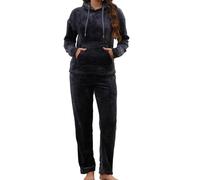 The Essentials Wardrobe Ladies LS Hooed Pyjamas Set - Flannel Fleece - Grey - 12-14