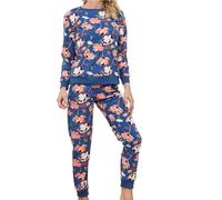 The Essentials Wardrobe Ladies LS Pyjamas Set - Abstract Floral - 12-14