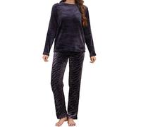 The Essentials Wardrobe Ladies LS Pyjamas Set - Flannel Fleece - Zebra - 12-14