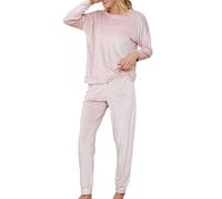 The Essentials Wardrobe Ladies LS Pyjamas Set - Pink Hearts - 12-14