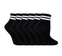 The Essentials Wardrobe Ladies TEW 6 Pack Sports Crop Length Socks - UK 4-8/EU 37-42 - Black