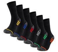 The Essentials Wardrobe Mens 6 Pack Work Socks - Black - Three Stripes - UK 6-11/EU 39-45