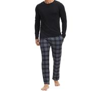 The Essentials Wardrobe Mens Mink Fleece Pyjamas - LS - Black Checks - Large