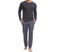 The Essentials Wardrobe Mens Mink Fleece Pyjamas - LS - Grey Checks - XX Large