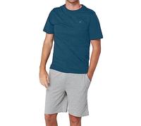 The Essentials Wardrobe Mens TEW Shorty Pyjamas - Contrast - Blue/Grey Marl - Small