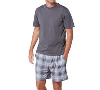 The Essentials Wardrobe Mens TEW Shorty Pyjamas - Dark Grey/Grey - Small
