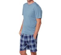 The Essentials Wardrobe Mens TEW Shorty Pyjamas - Faded Denim/Blue- Small