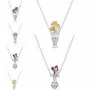 The Eternal Bloom:Magnetic Interchangeable Silver Vase Jewelry,Sterling Necklace with Modular Flower Pendants Vintage Gift(2pcs-B)