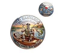 The Eternal Fisherman’s Challenge Coin, Old Bastards Fishing Club No Skunk Challenge Coin, Funny Skeleton Angler Commemorative Coins Gift for Anglers, Fishermen (1Pcs)