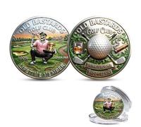 The Eternal Golfer’s Challenge Coin, Over Par Old Bastards Golf Club Challenge Coin, 3D Funny Double-Sided Lifetime Member Golf Commemorative Coin with Whiskey & Cigar, Collectible Keepsake（B 1PCS）