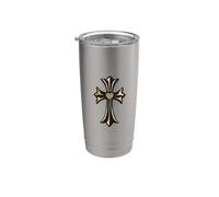 The Eternal Heart in Celtic Gold Cross Stainless Steel Insulated Tumbler