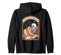 The Eternal Napper Cozy Skeleton Sleep Under Stars Zip Hoodie