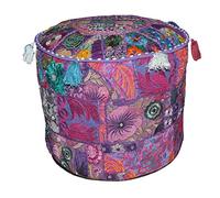 The Ethnic Crafts Rajasthali Handmade Patchwork Ottoman Embroidery Work Ottoman Pouf Bohemian Indian Decorative Foot Stool