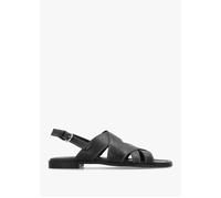 The Evie Luxe Black Leather Artisan Sandals - Black Leather / 40