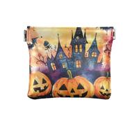 The Evil Yellow Pumpkin Castle on Halloween Fashion Women's Leather Coin Change Purse Portable Coin Holder for Men Women Travel monedero para Mujer Pequeno