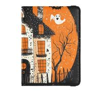 The Evil Yellow Pumpkin Castle on Halloween Leather family passport holder for travel Wallet Combo Passport Holder Case for women Waterproof