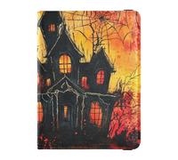The Evil Yellow Pumpkin Castle on Halloween Leather Passport Holder Covers Case for travel Vaccine Case Protector Cover Passport Case Travel Documents Wallet for women Ultra Slim