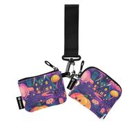 The Evil Yellow Pumpkin on Halloween Dual Wristlet Wallets for Women Large Capacity Card Organizer Purse with Wristlet Strap for Work Travel 2 Packs de crédito para Hombre