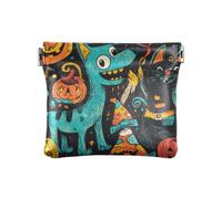 The Evil Yellow Pumpkin on Halloween Fashion Women's Leather Coin Purse Wallet Waterproof Makeup Bag Change Purse for Women guarda monedas para carro