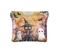 The Evil Yellow Pumpkin on Halloween Fashion Women's Small Leather Change Purse Cute Card Cases Money Organizers for Men Women Travel bolsitas para