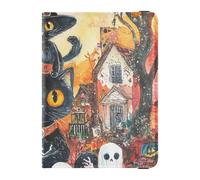 The Evil Yellow Pumpkin on Halloween Leather passport holder for travel for travel Vaccine Case Protector Cover Wallet Passport Holder for men Ultra Slim