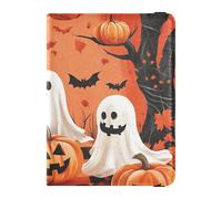 The Evil Yellow Pumpkin on Halloween Leather passport holder for travel men for travel Vaccine Card Holder Cover Combo Passport Case for men Ultra Slim
