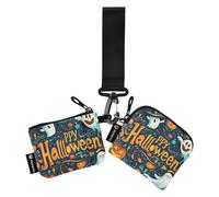 The Evil Yellow Pumpkin on Halloween Women's Coin Wallet Card Holder Slim Portable Change Purse Wallet with Zipper Pocket for Women 2 Packs estuches para tarjetas de credito