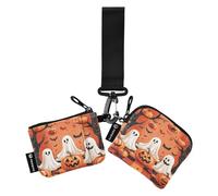 The Evil Yellow Pumpkin on Halloween Women's Money Organizers Minimalist Identity Card Protector with Zipper Pocket for Ladies 2 Pcs tarjetas de crédito para