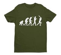 The Evolution of Cricket - Cricket - Funny Graphic Men's T-Shirt - Casual Printed Tee - Great Gift for Dad, Husband or Brother - Green - M