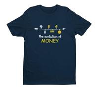 The Evolution of Money Crypto - Funny Graphic Men's T-Shirt - Casual Printed Tee - Great Gift for Dad, Husband or Brother - Blue - M
