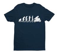 The Evolution of The Motorcycle - Biker - Funny Graphic Men's T-Shirt - Casual Printed Tee - Great Gift for Dad, Husband or Brother - Blue - 3XL