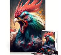 The Excited Cock 1000 Piece Jigsaw Puzzle for Teenagers Smart Game Relaxed Mind Pattern Assembly Santa Wish List (38x26cm)