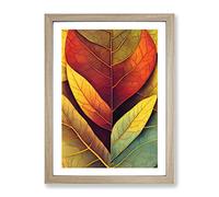 The Exciting Leaves Framed Print | A3 Oak Framed Wall Art | Ready to Hang | Modern Floral Picture | Living Room Bedroom Lounge Office