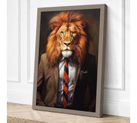 The Executive Lion Modern Canvas Wall Art Print 18x12 Inch (46 x 30 cm)