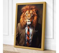 The Executive Lion Modern Canvas Wall Art Print 24x16 Inch (61 x 41 cm)