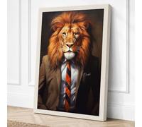 The Executive Lion Modern Canvas Wall Art Print 36x24 Inch (91 x 61 cm)
