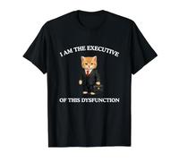 The Executive of This Dysfunction Funny Unhinged Cat Meme Value Graphic T-Shirt, Men, Black, XL