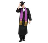 NEW The Exorcist Father Merrin Priest Robe w/Inserted Collar,Cross & Hat Costume