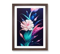 The Exotic Flowers Framed Print | A2 Walnut Framed Wall Art | Ready to Hang | Modern Floral Picture | Living Room Bedroom Lounge Office