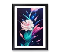 The Exotic Flowers Framed Print | A4 Black Framed Wall Art | Ready to Hang | Modern Floral Picture | Living Room Bedroom Lounge Office