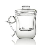The Exotic Teapot Glass Infuser Mug Cup, 350ml, Removable Filter Strainer for Loose Tea, Ultra Clear Glass Mug, Drip Catcher Lid