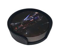 The Expanse Space Battles Drink Coasters Sets of 6 Non-Slip Insulation Pu Leather Car Coasters for Kinds of Cups