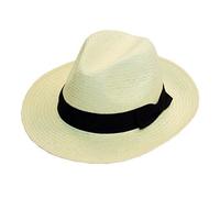 The Express Hats Company Quality White Crushable Straw Fedora Panama Hat with Black Band, one Size fits All.