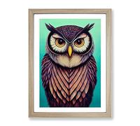 The Expressive Owl Framed Print | A2 Oak Framed Wall Art | Ready to Hang | Modern Animal Picture | Living Room Bedroom Lounge Office