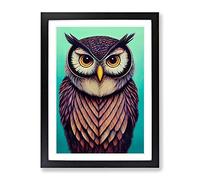 The Expressive Owl Framed Print | A3 Black Framed Wall Art | Ready to Hang | Modern Animal Picture | Living Room Bedroom Lounge Office