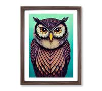 The Expressive Owl Framed Print | A3 Walnut Framed Wall Art | Ready to Hang | Modern Animal Picture | Living Room Bedroom Lounge Office
