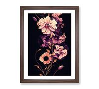The Exquisite Flowers Framed Print | A3 Walnut Framed Wall Art | Ready to Hang | Modern Floral Picture | Living Room Bedroom Lounge Office